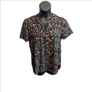 Pleione Black and Purple floral blouse size‎ medium